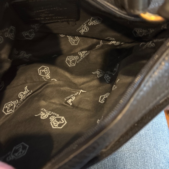 Valentina Black Pebbled Leather Made In Italy Shoulder Handbag - Picture 9 of 10